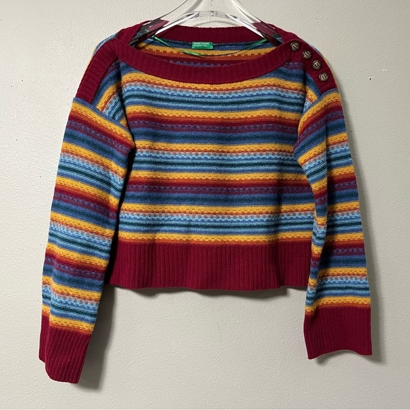 United Colors Of Benetton Sweaters - United Colors of Benetton Cropped Rainbow Wool Sweater size XS
